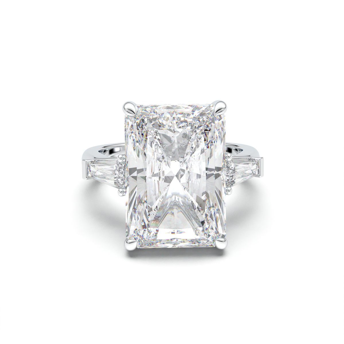 Radiant Baguette Hidden Halo Engagement Ring