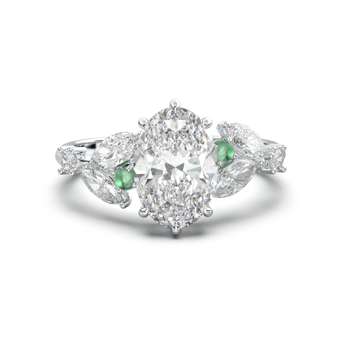 Oval Marquise-Accent Engagement Ring