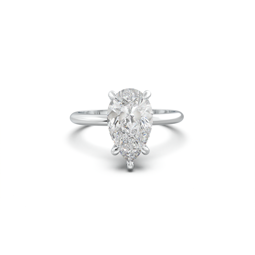 Pear Hidden Halo Engagement Ring