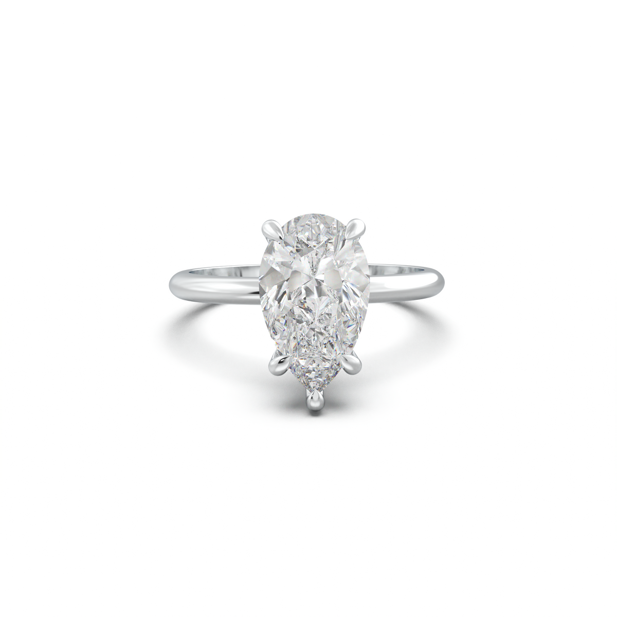 Pear Hidden Halo Engagement Ring