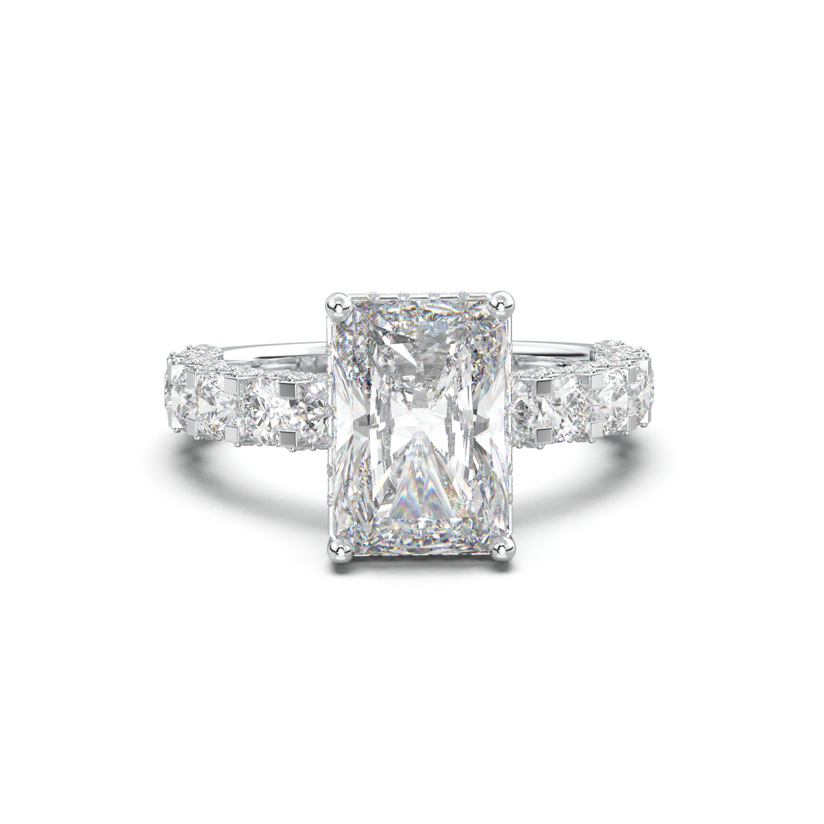 Radiant Diamond Band Engagement Ring