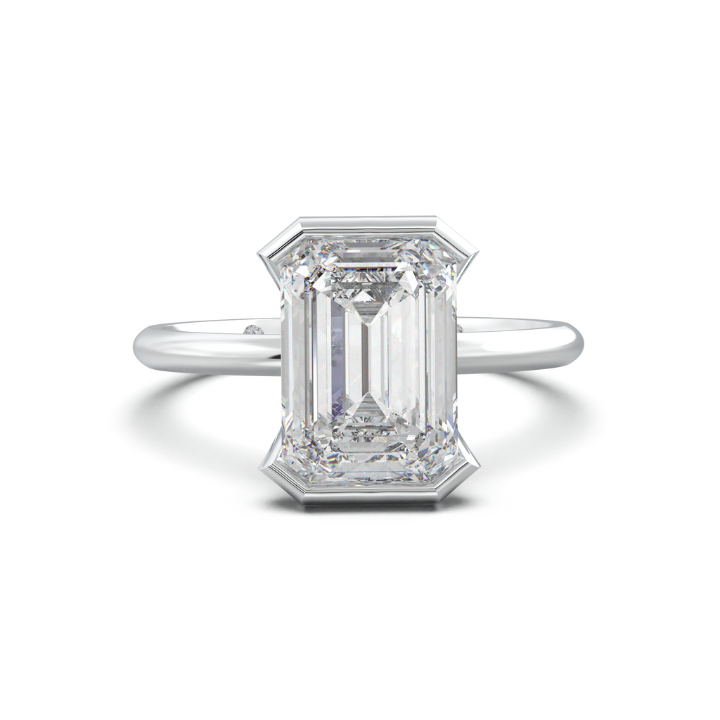 Emerald Hidden Halo Engagement Ring