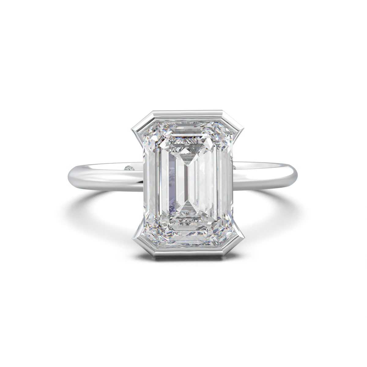 Emerald Hidden Halo Engagement Ring