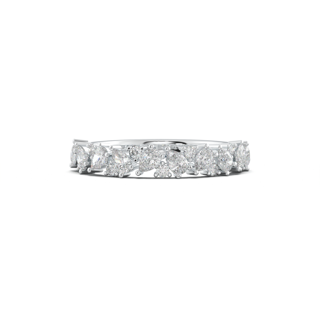 Alternating Pear & Round Half-Eternity Wedding Band