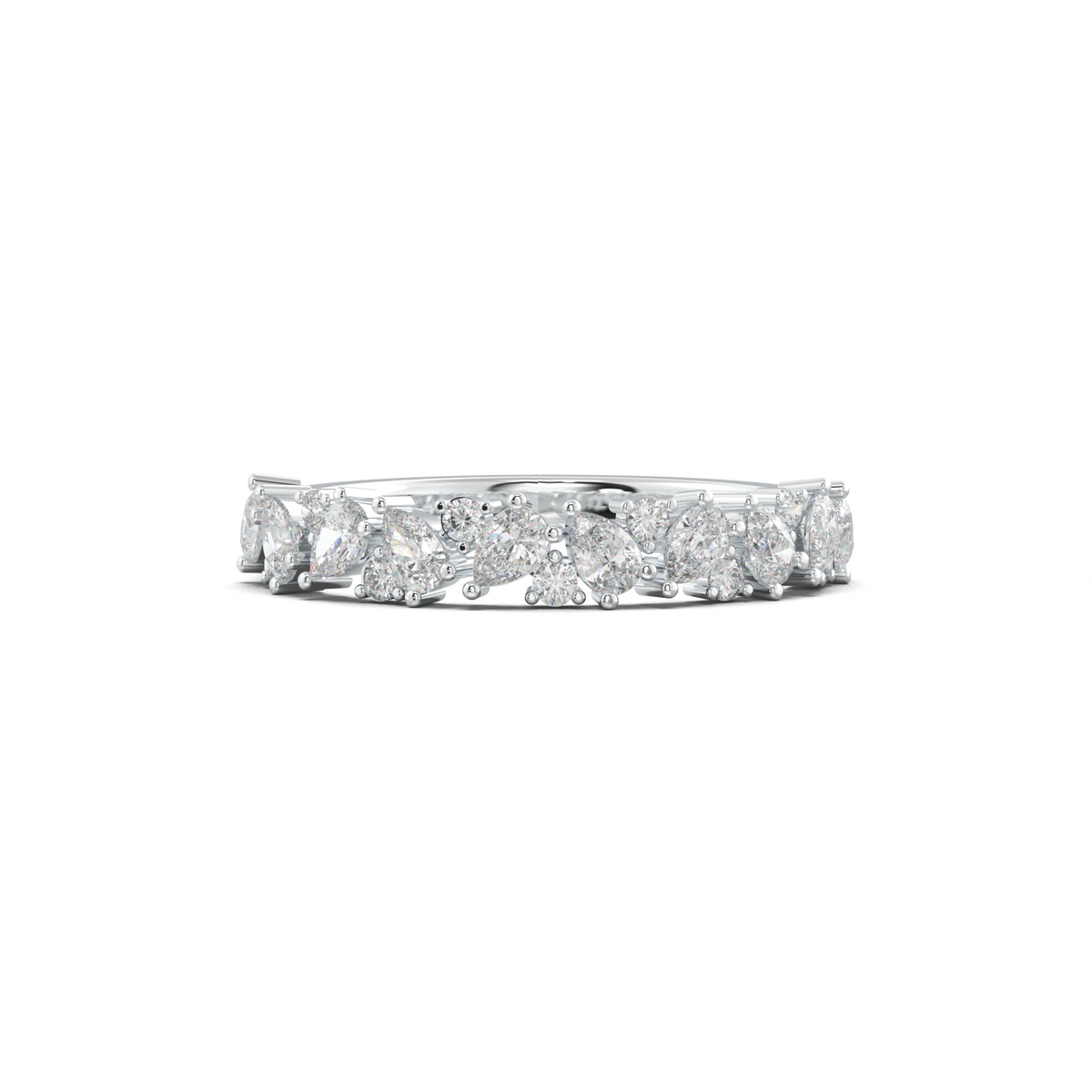 Alternating Pear & Round Half-Eternity Wedding Band