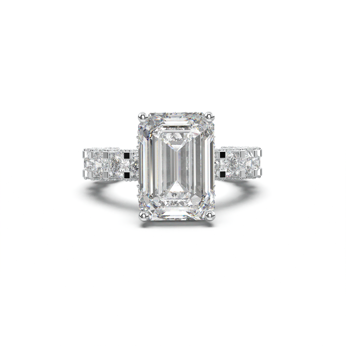 Emerald Diamond Band Engagement Ring