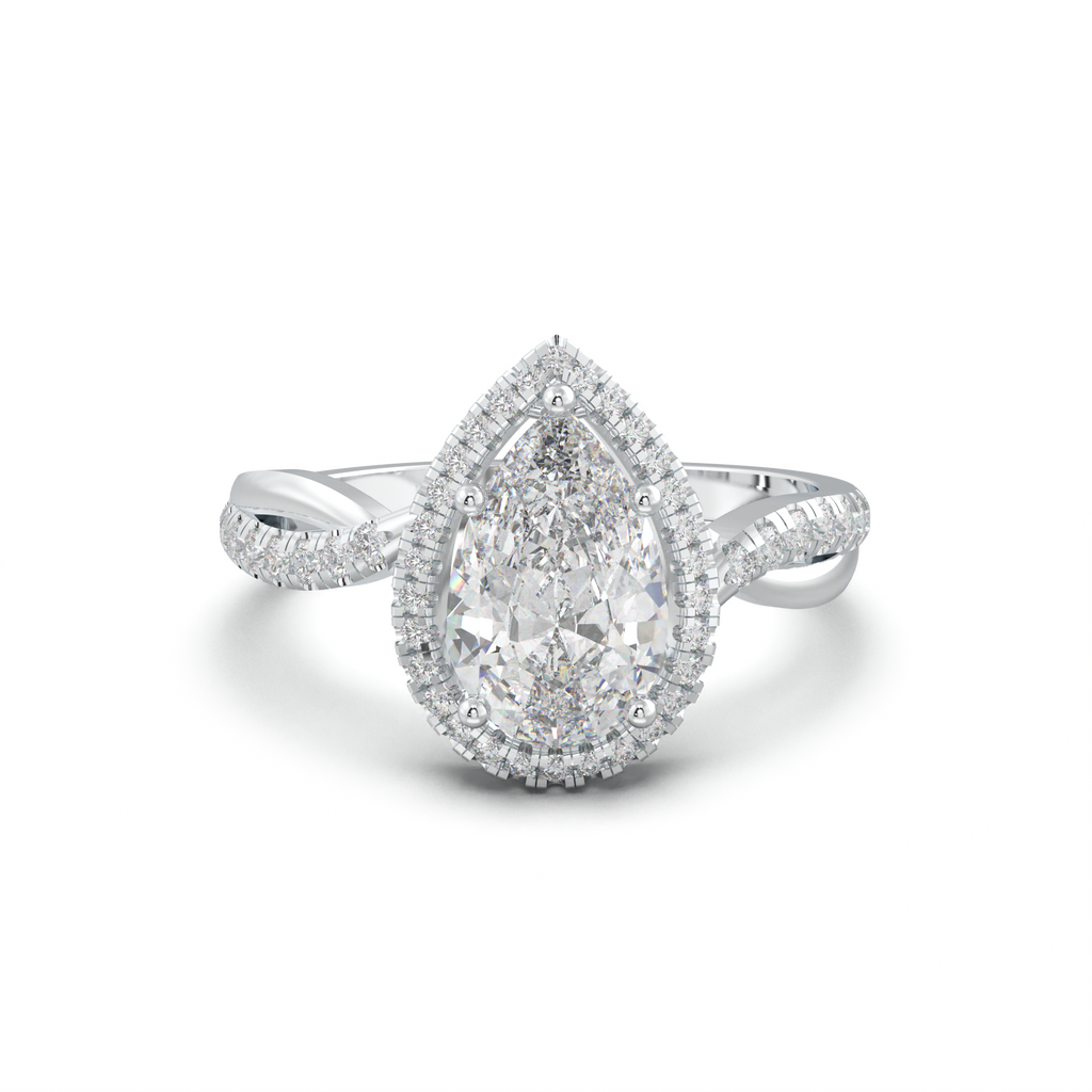Pear Halo Twisted Pavé Engagement Ring