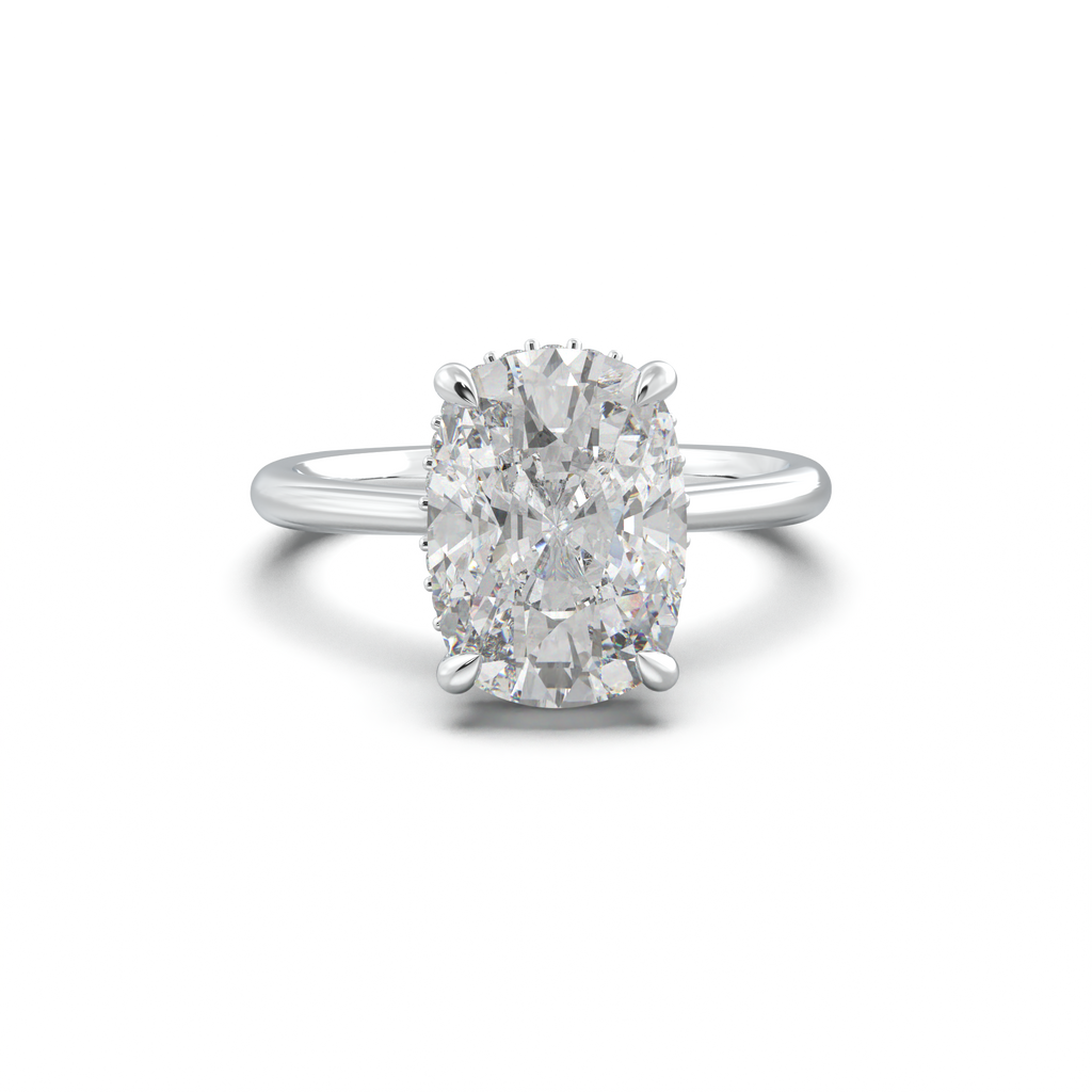 Cushion Hidden Halo Engagement Ring