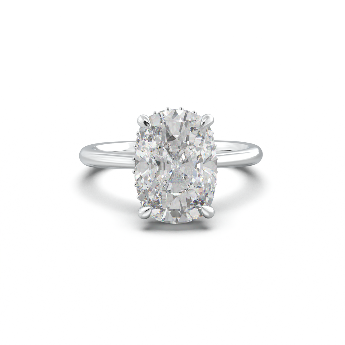Cushion Hidden Halo Engagement Ring