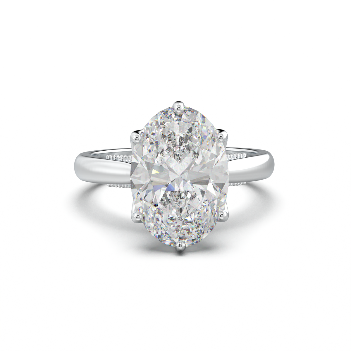 Oval Tulip Setting Hidden bridge Halo Engagement Ring