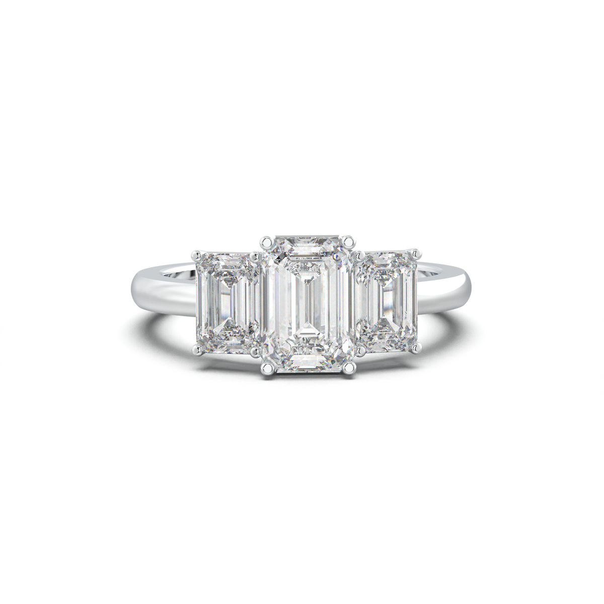 Emerald Three-Stone Engagement Ring