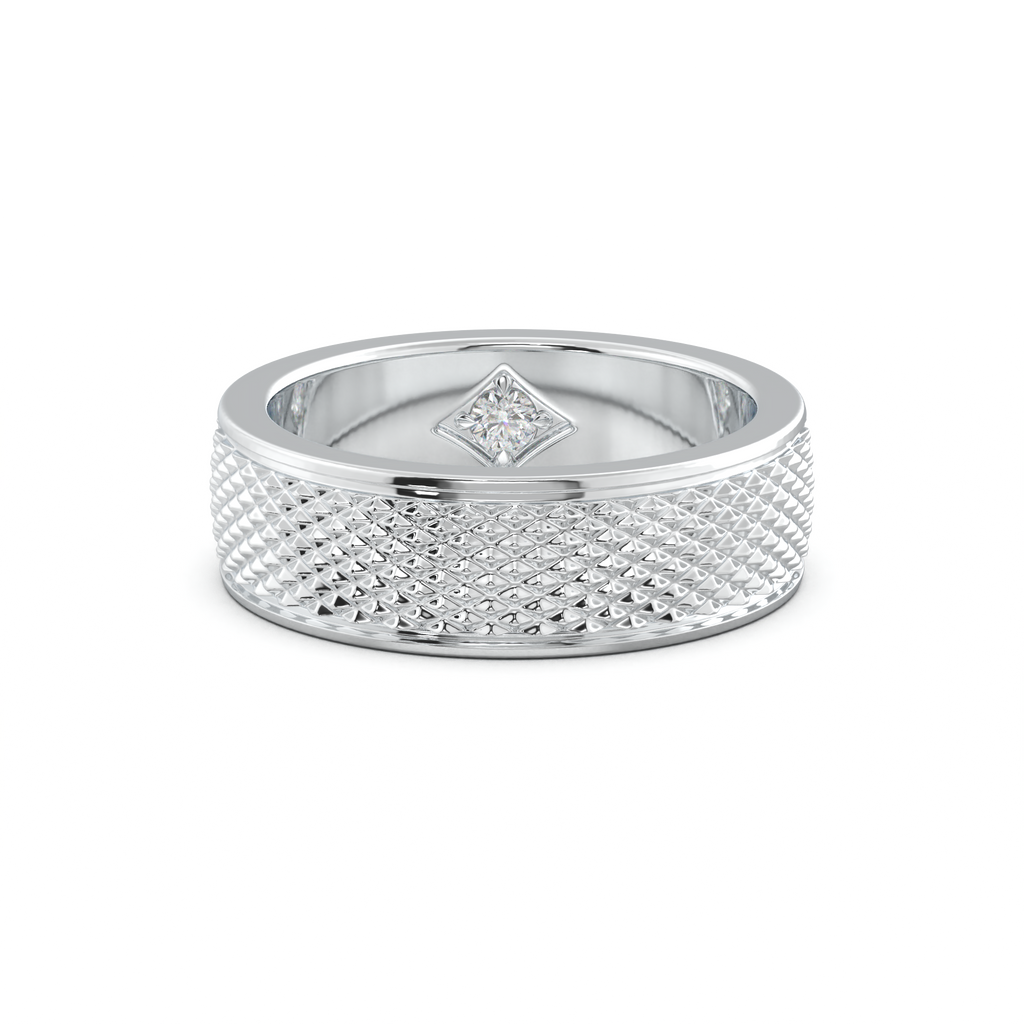 Diamond-Cut Textured Men's Wedding Band
