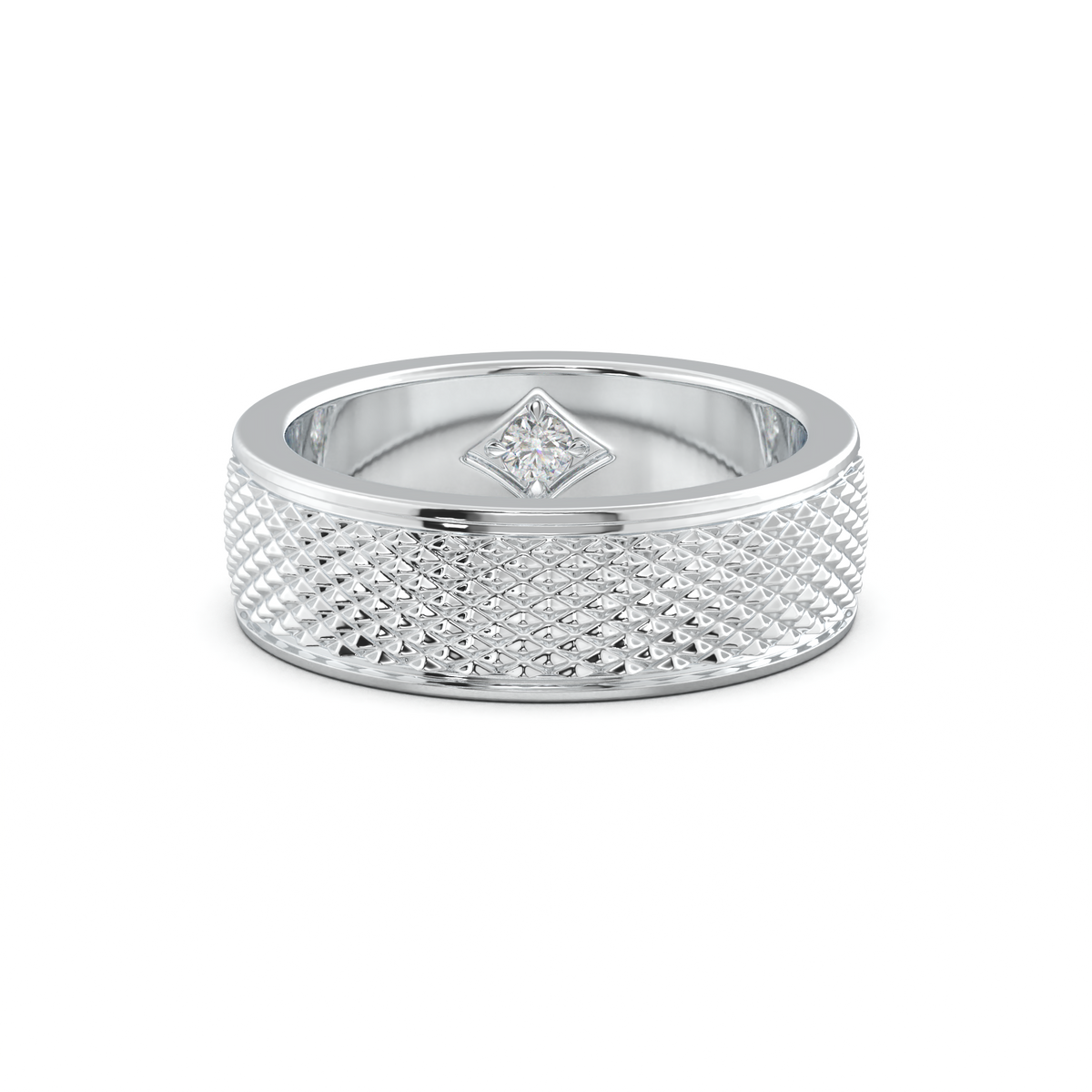 Diamond-Cut Textured Men's Wedding Band