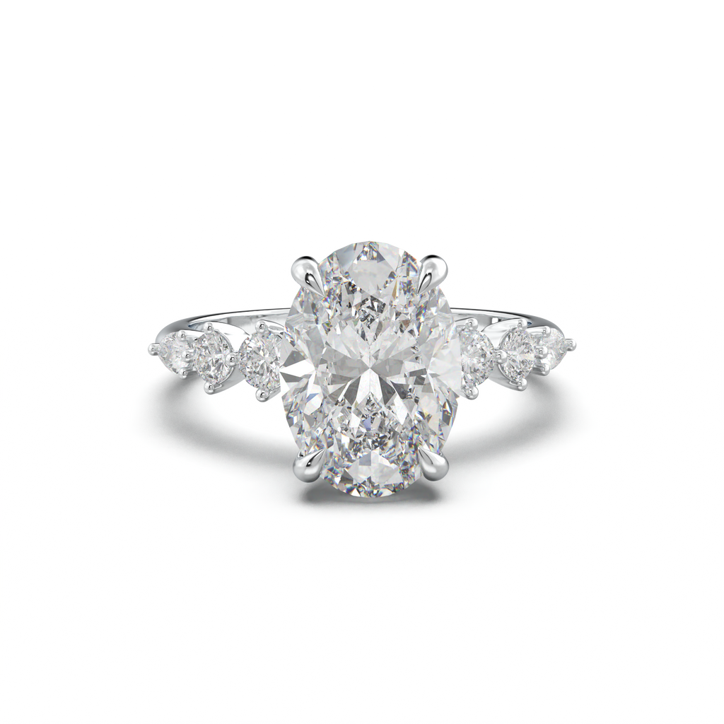 Oval Pear-Accent Engagement Ring