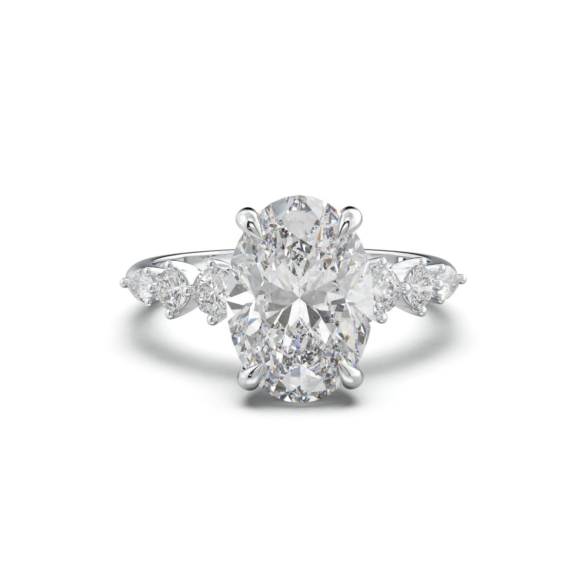 Oval Pear-Accent Engagement Ring