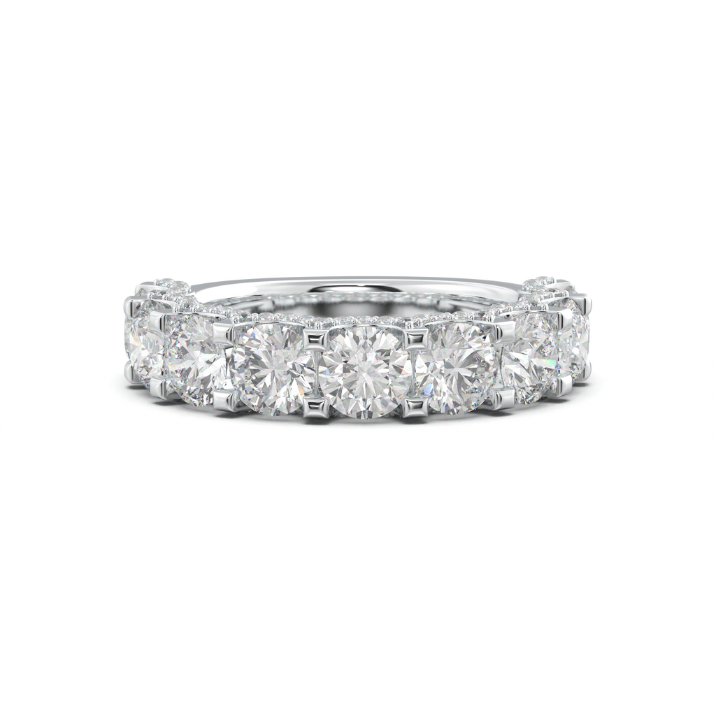 Round Diamond Pavé-Edge Wedding Band