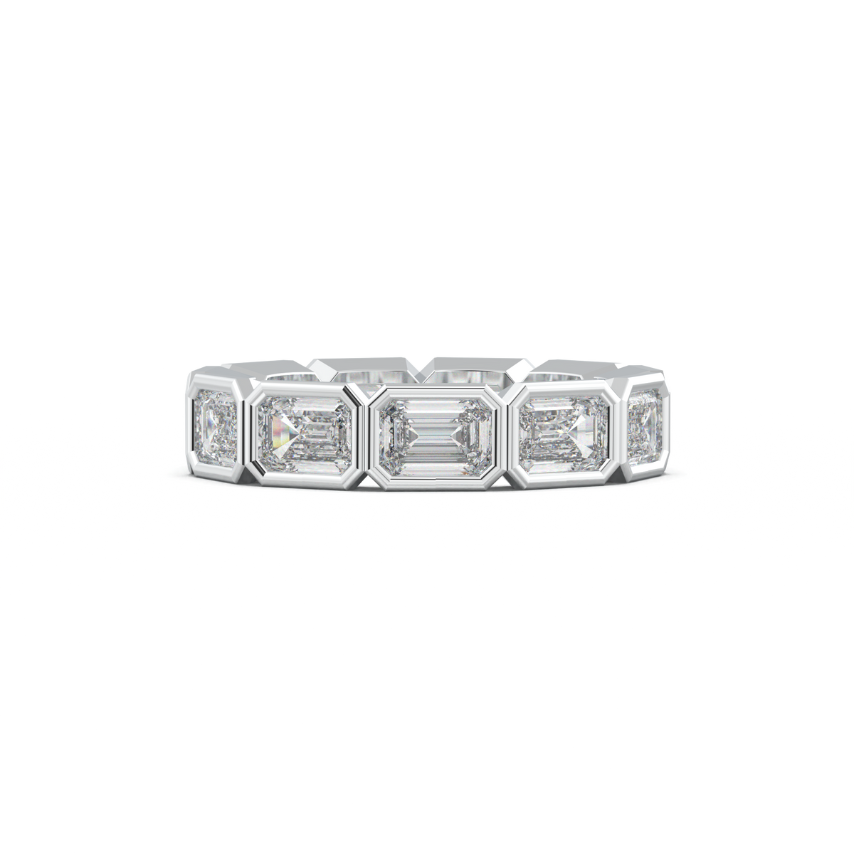 Emerald-Cut Bezel-Style Eternity Wedding Band