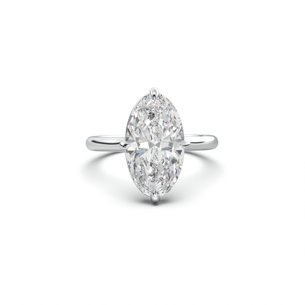 Elongated Moval Solitaire Engagement Ring