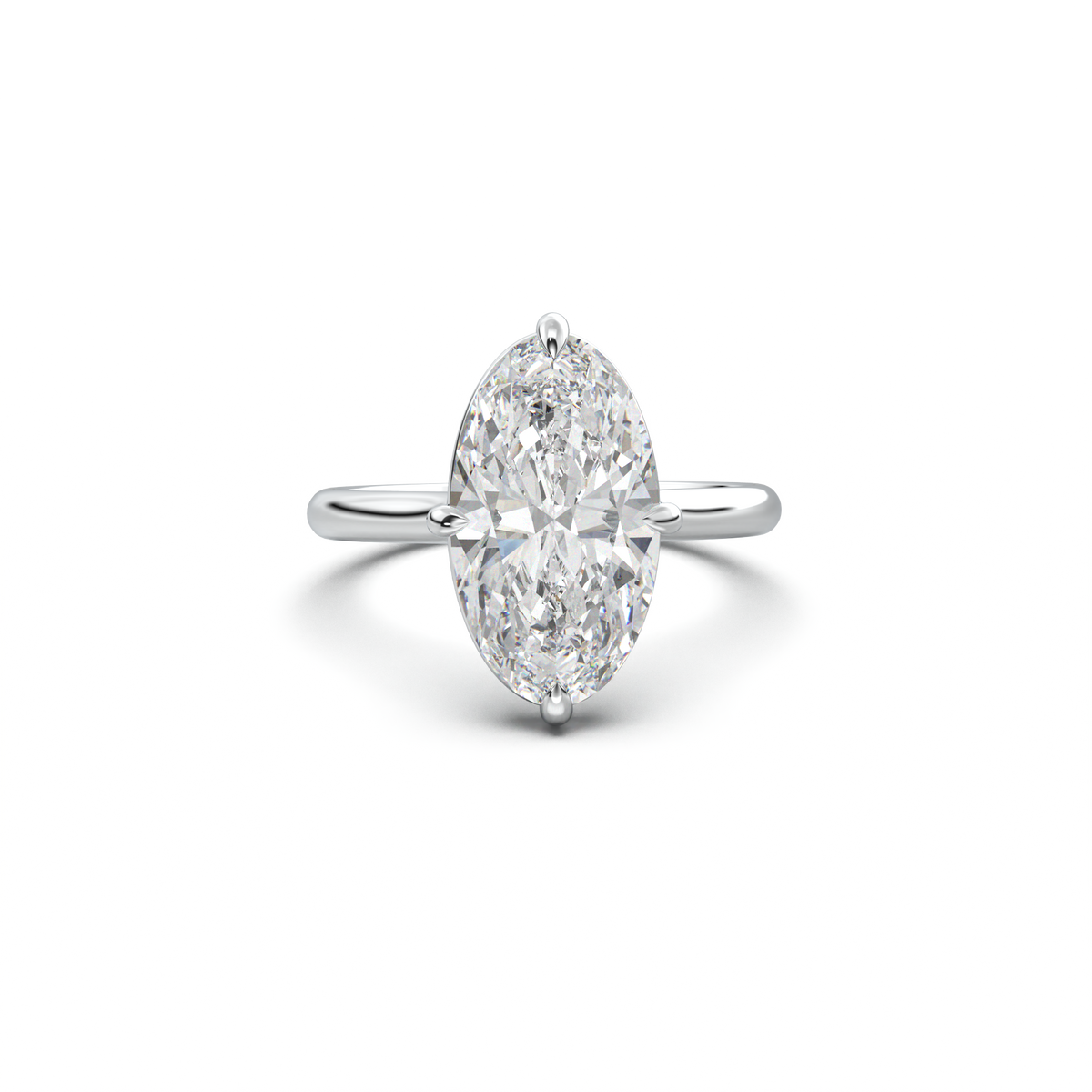 Elongated Moval Solitaire Engagement Ring