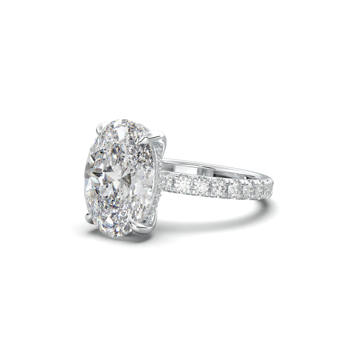 Oval Pavé Hidden Halo Engagement Ring