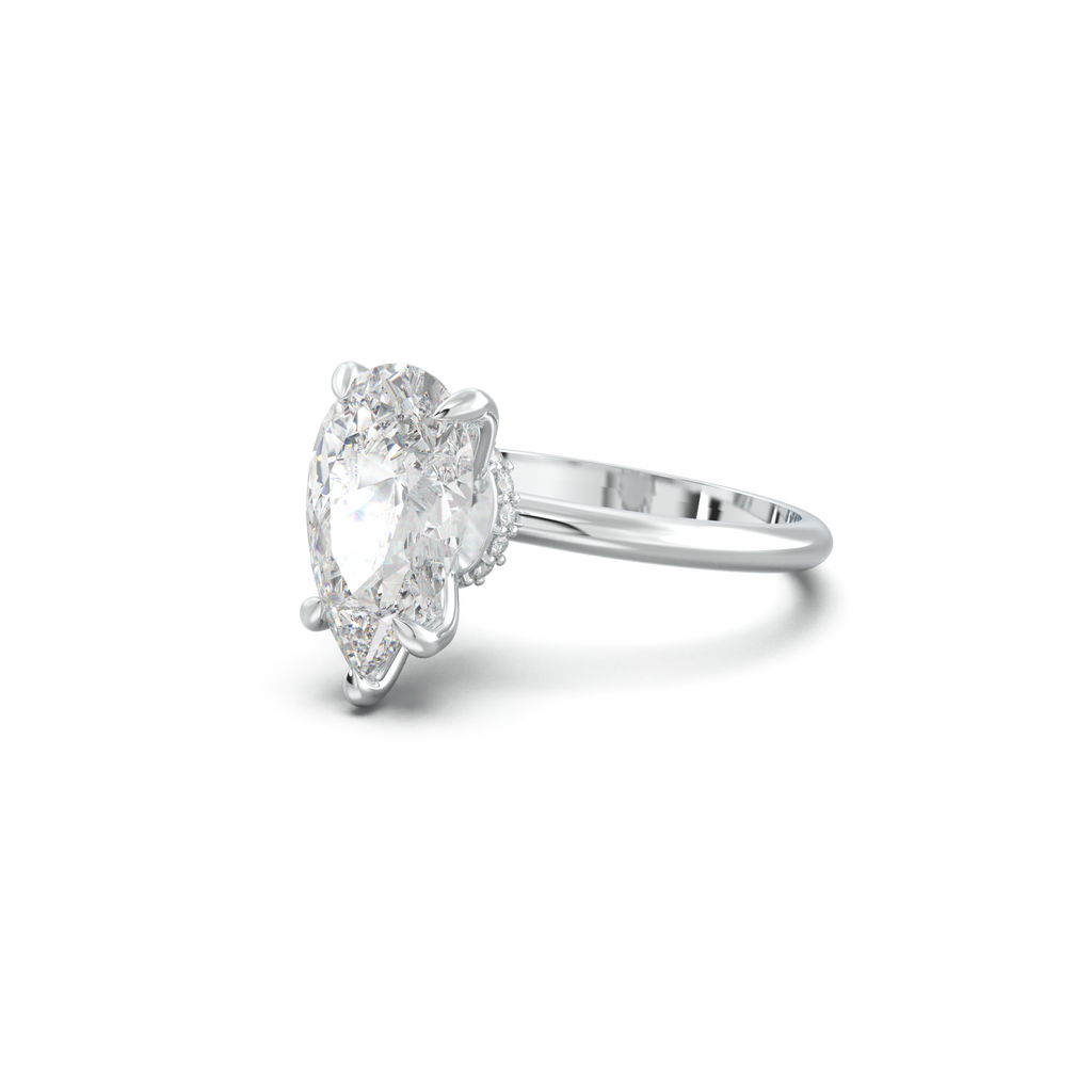 Pear Hidden Halo Engagement Ring