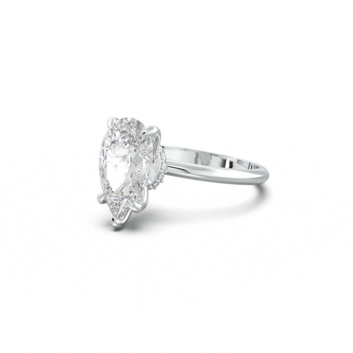 Pear Hidden Halo Engagement Ring