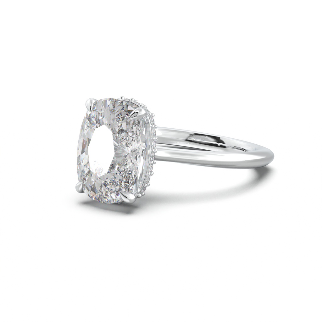 Cushion Hidden Halo Engagement Ring