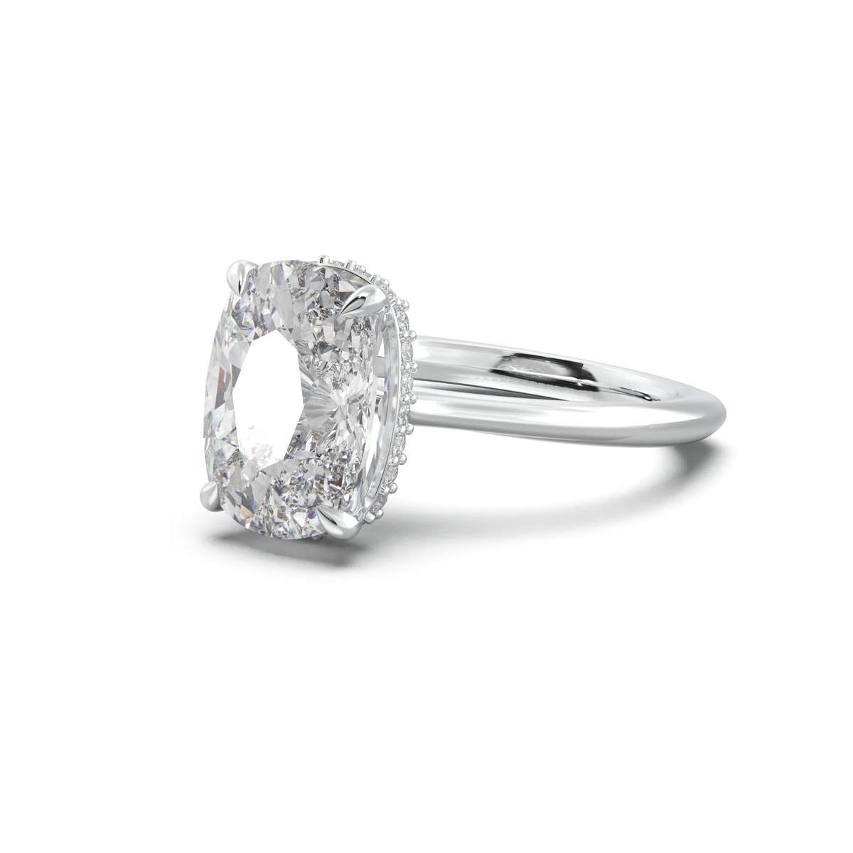 Cushion Hidden Halo Engagement Ring
