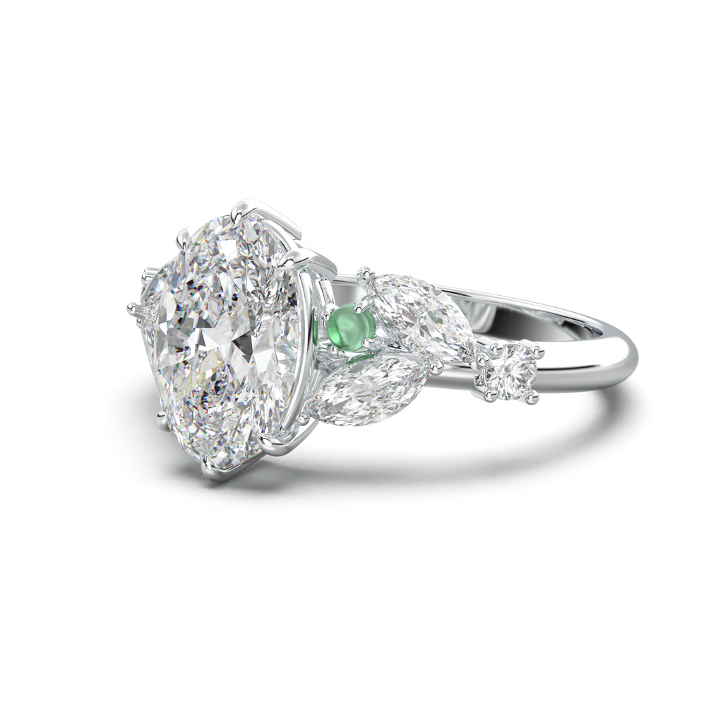 Oval Marquise-Accent Engagement Ring