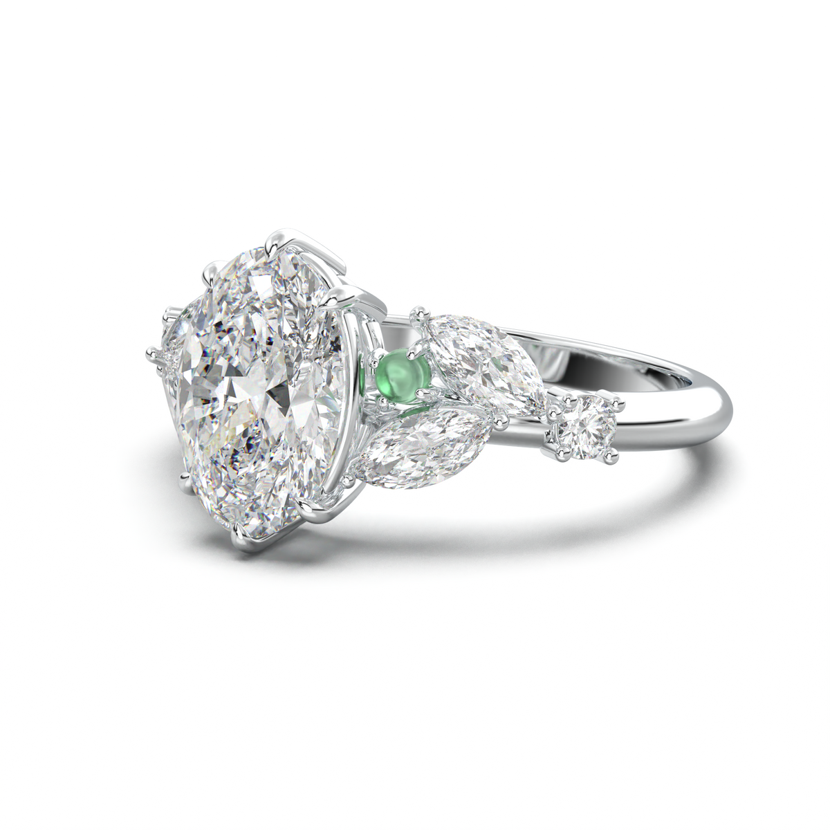 Oval Marquise-Accent Engagement Ring