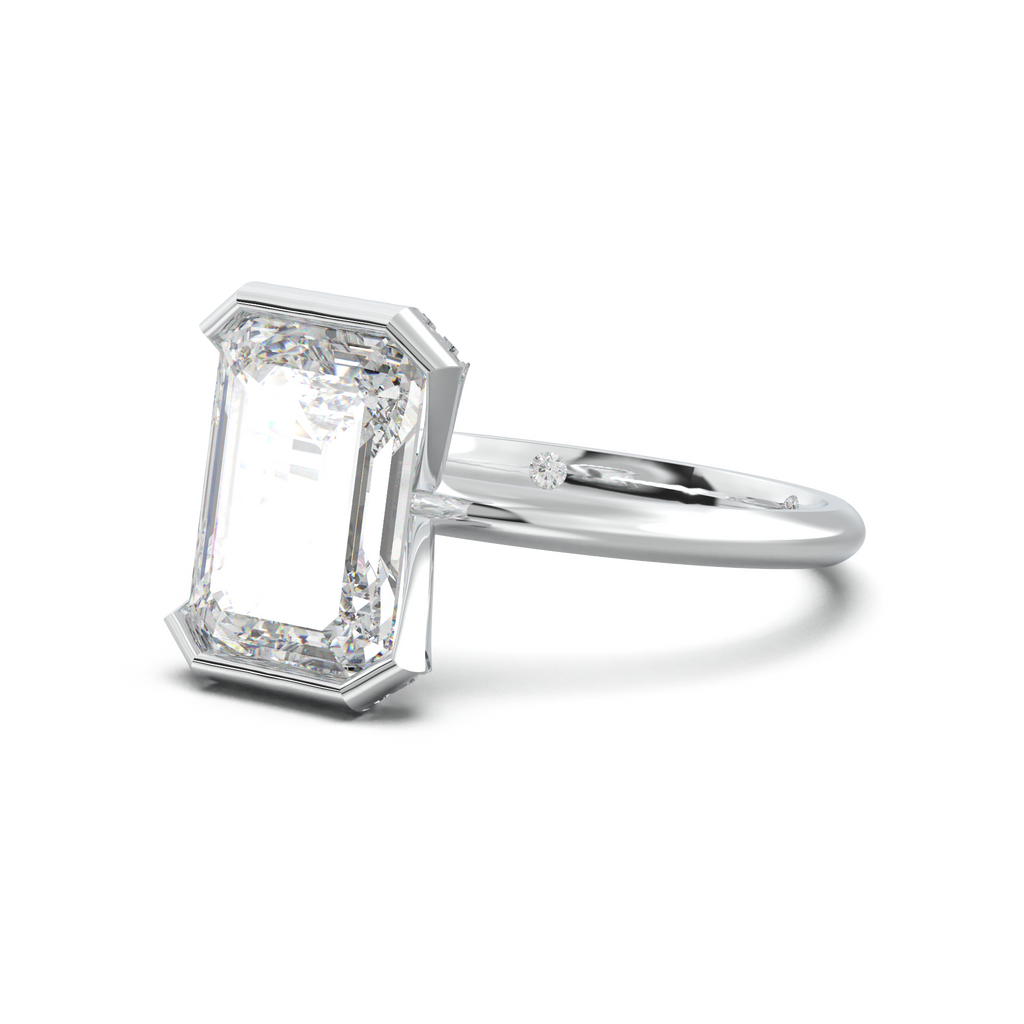 Emerald Hidden Halo Engagement Ring