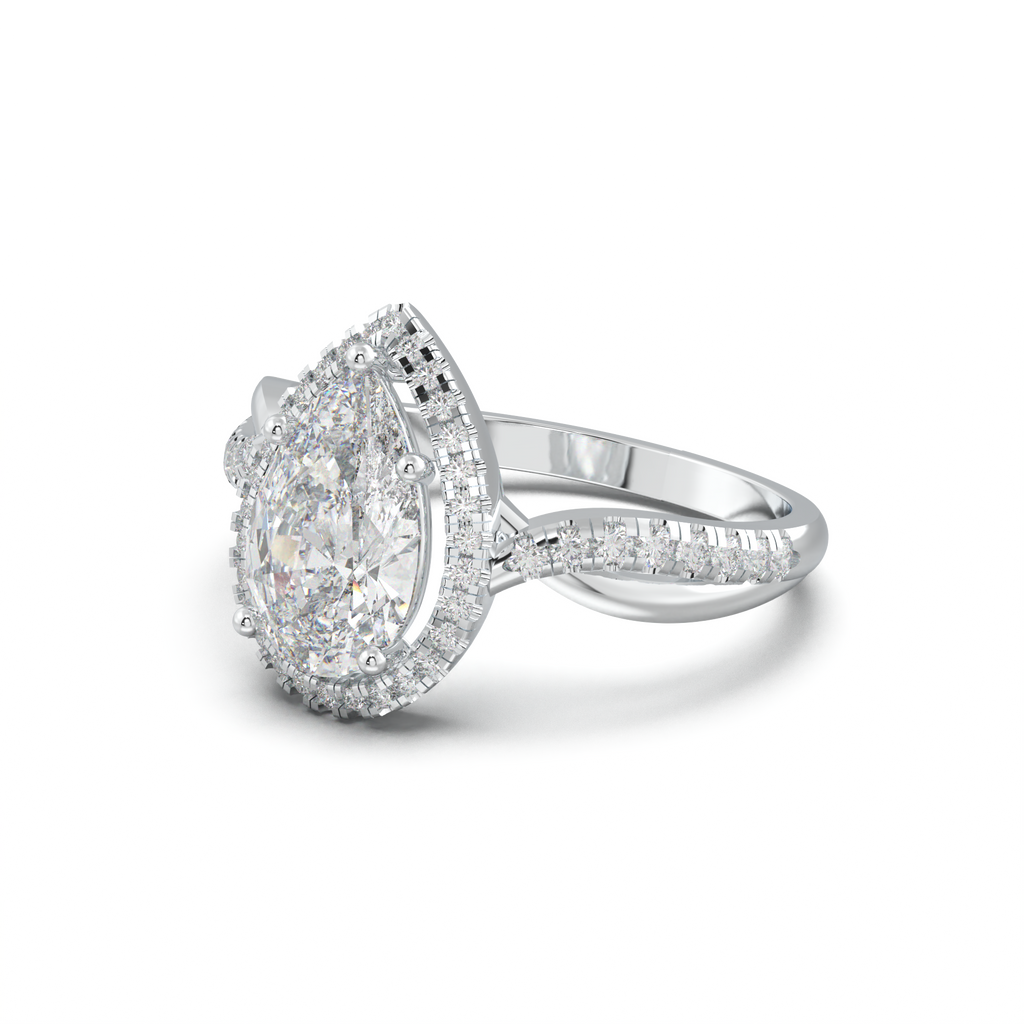 Pear Halo Twisted Pavé Engagement Ring