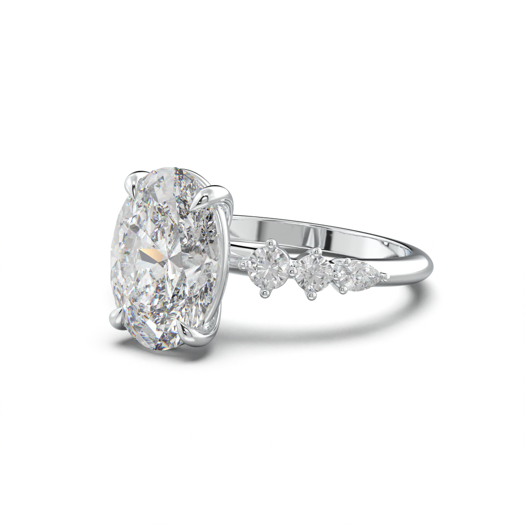 Oval Pear-Accent Engagement Ring