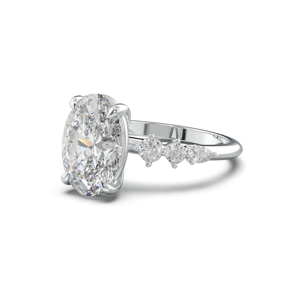 Oval Pear-Accent Engagement Ring
