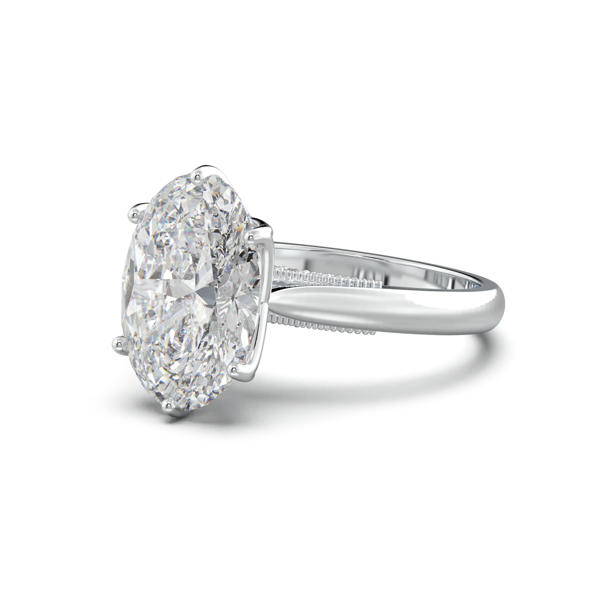 Oval Tulip Setting Hidden bridge Halo Engagement Ring