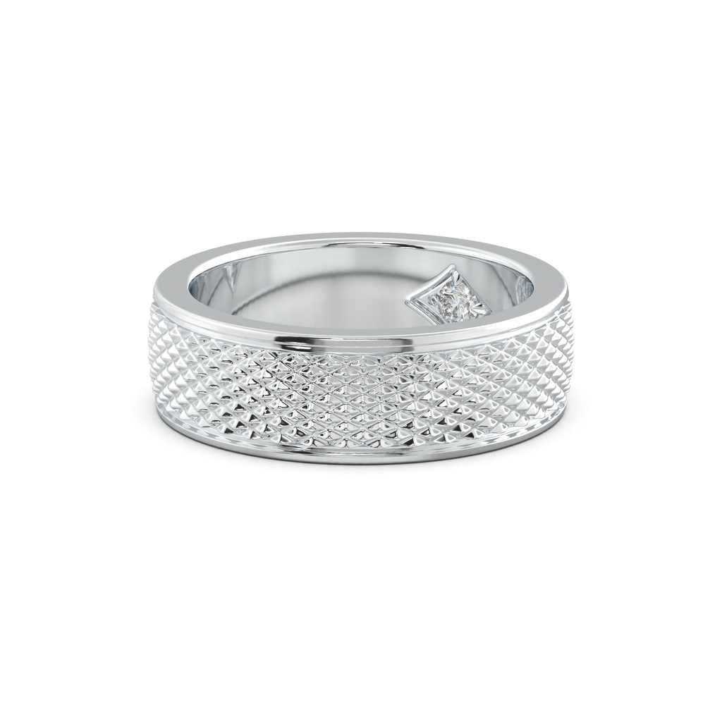 Diamond-Cut Textured Men's Wedding Band