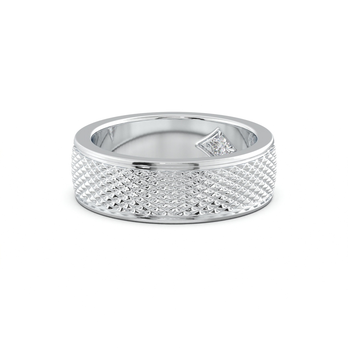 Diamond-Cut Textured Men's Wedding Band