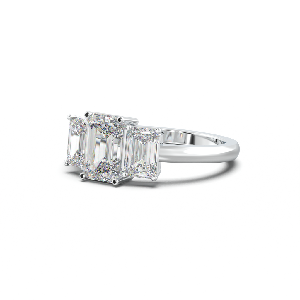 Emerald Three-Stone Engagement Ring