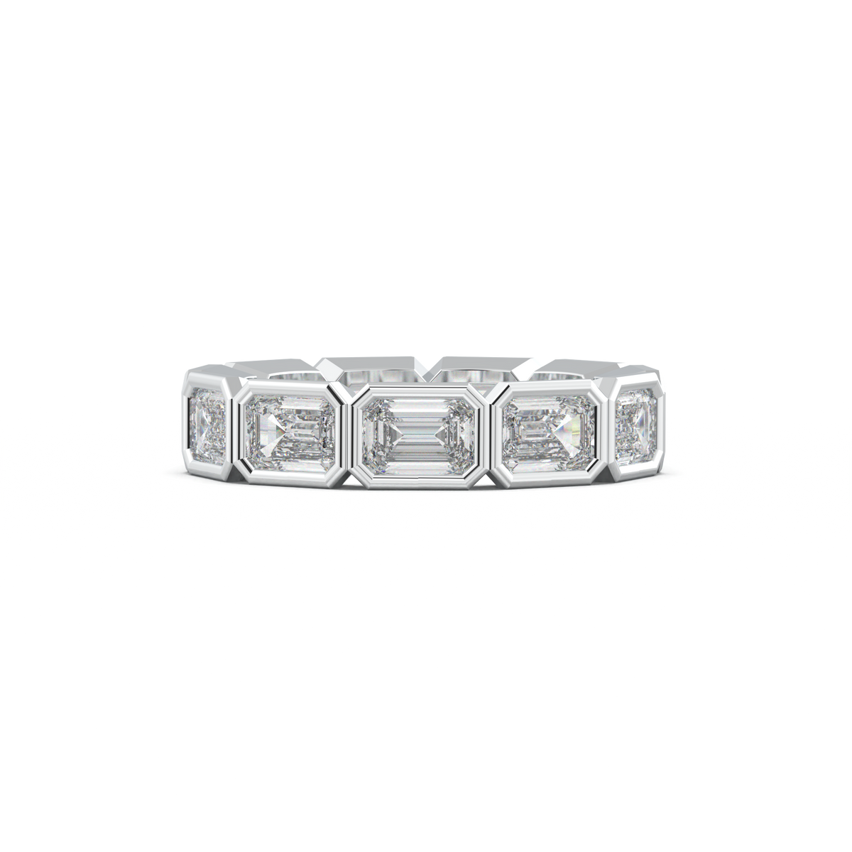 Emerald-Cut Bezel-Style Eternity Wedding Band