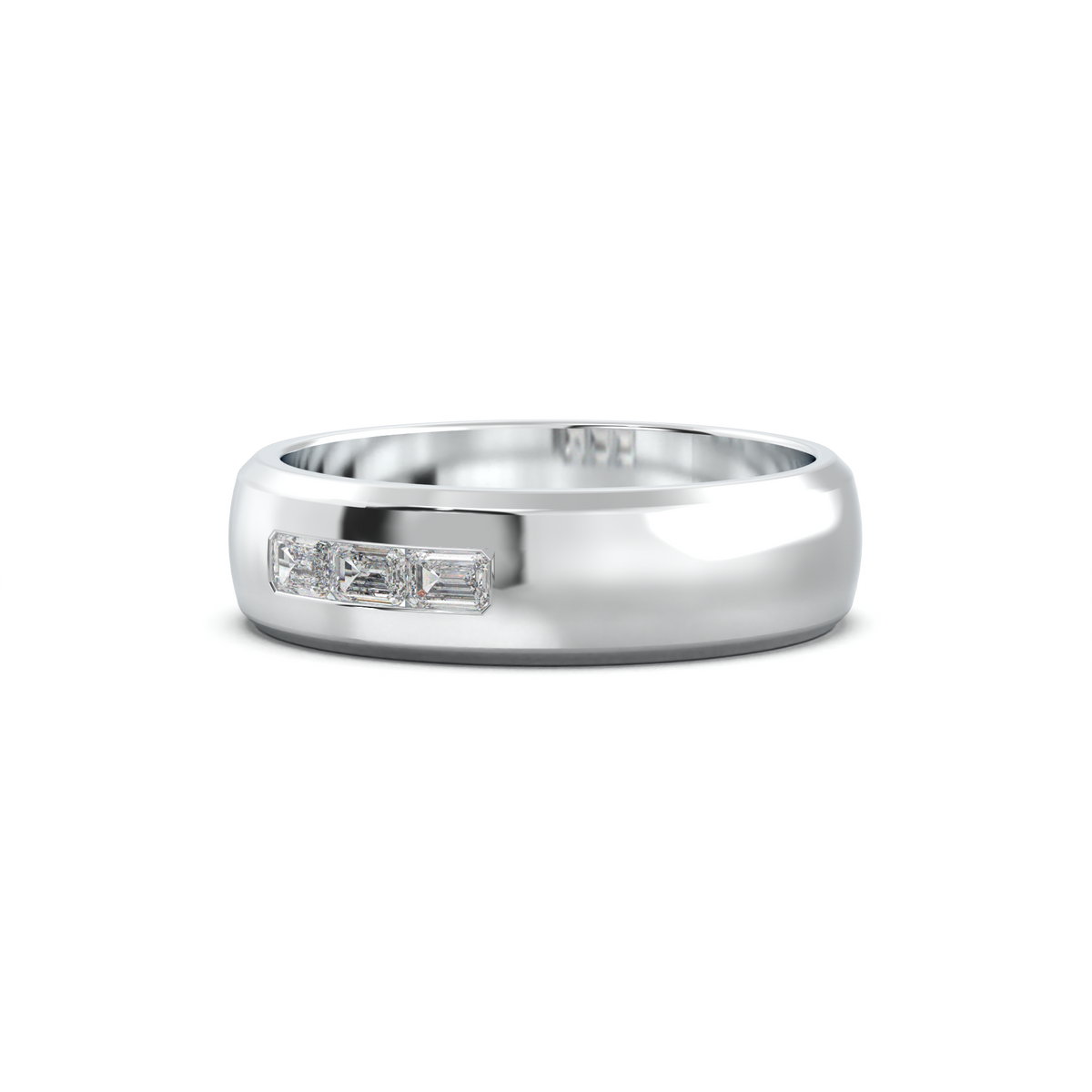 Three-Emerald Inlay Men's Band