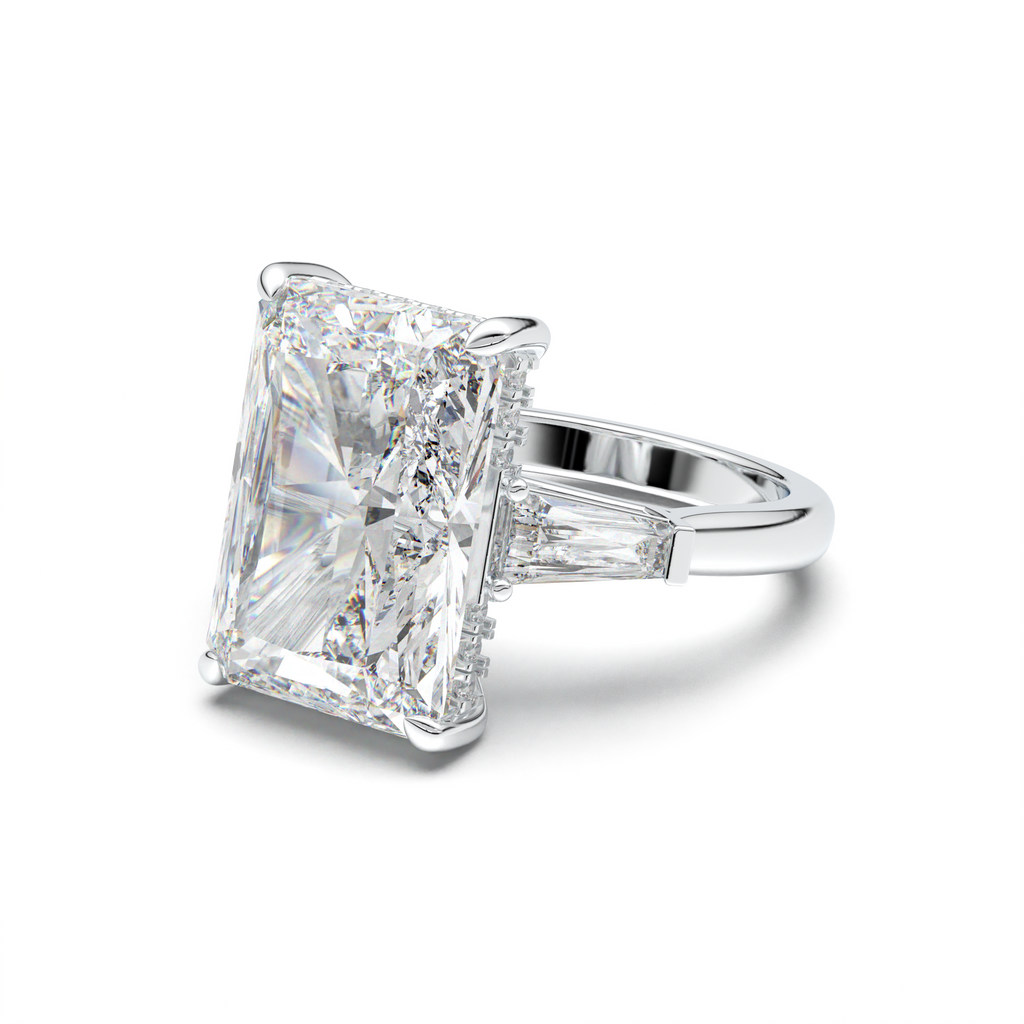 Radiant Baguette Hidden Halo Engagement Ring