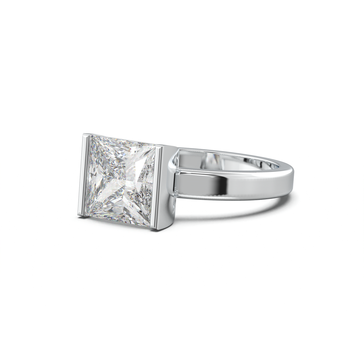 Princess Half-Bezel Engagement Ring