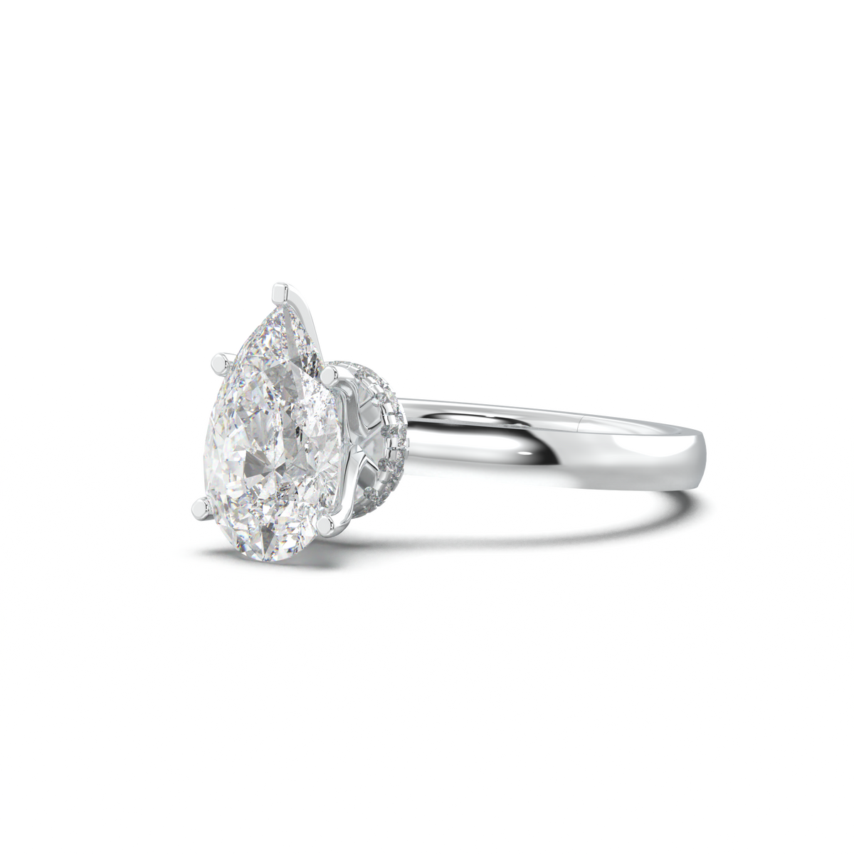 Pear Hidden Halo Engagement Ring