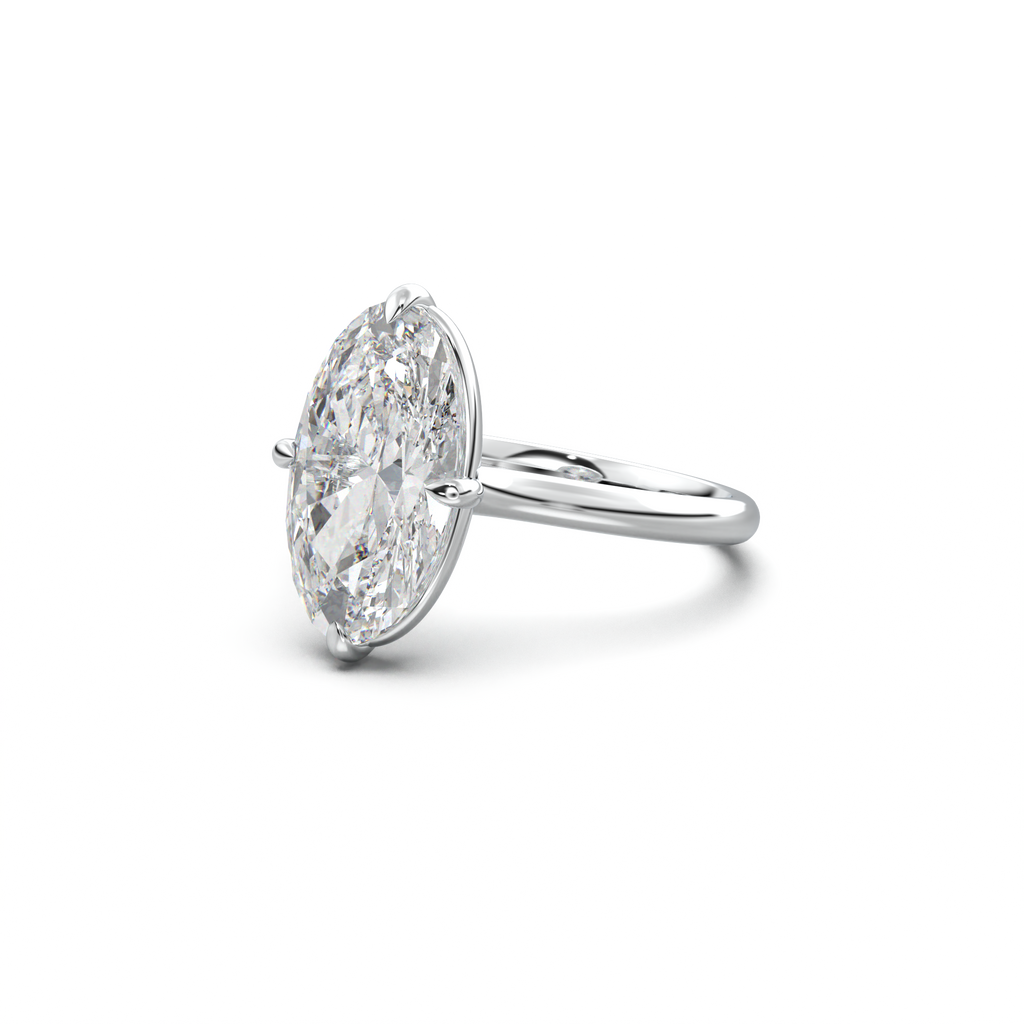 Elongated Moval Solitaire Engagement Ring