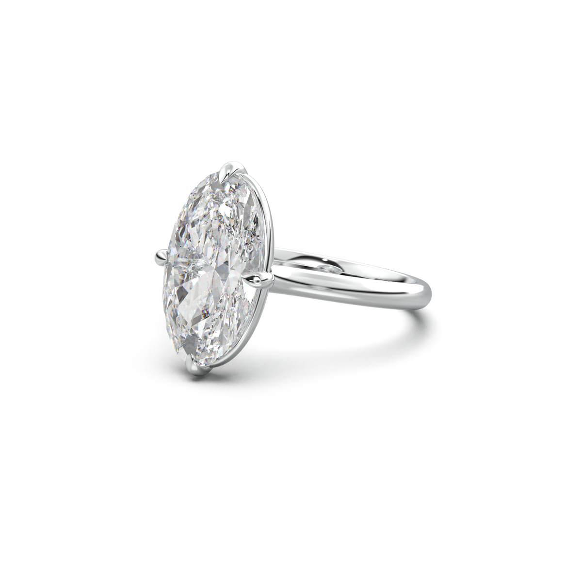 Elongated Moval Solitaire Engagement Ring