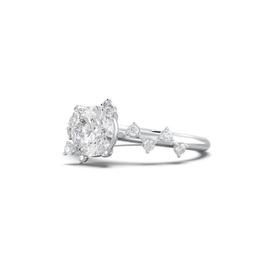 Round Botanical Accent Engagement Ring
