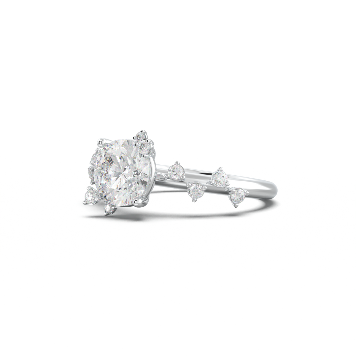 Round Botanical Accent Engagement Ring