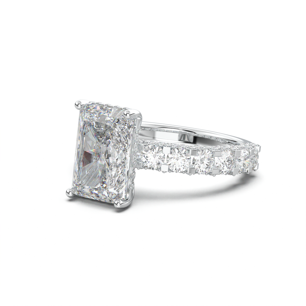 Radiant Diamond Band Engagement Ring