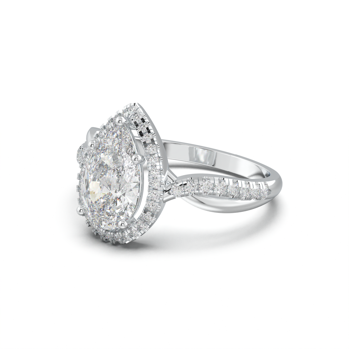 Pear Halo Twisted Pavé Engagement Ring