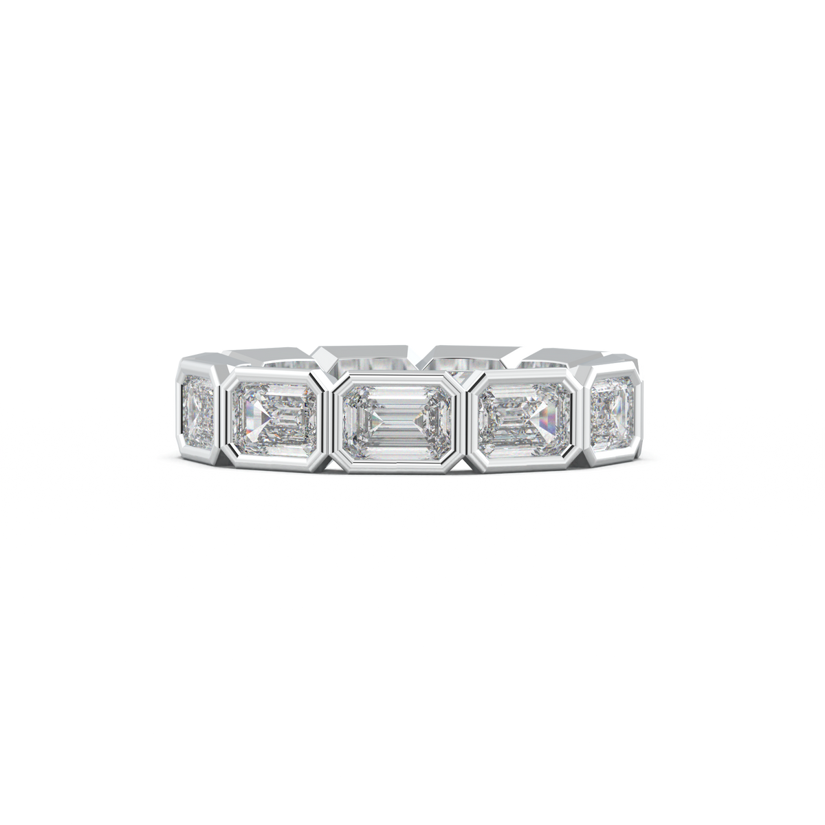 Emerald-Cut Bezel-Style Eternity Wedding Band